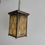 Vintage Hanglamp met Geel Glas, Antiek en Kunst, Ophalen of Verzenden