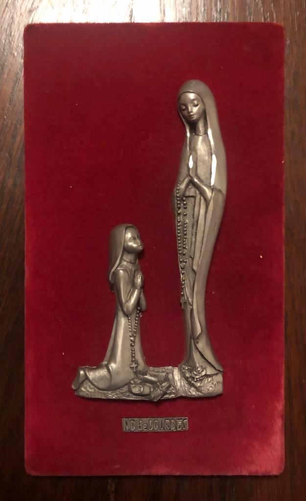 "Notre-Dame de Lourdes" fluwelen lijstje uit Lourdes, Verzamelen, Religie, Ophalen of Verzenden