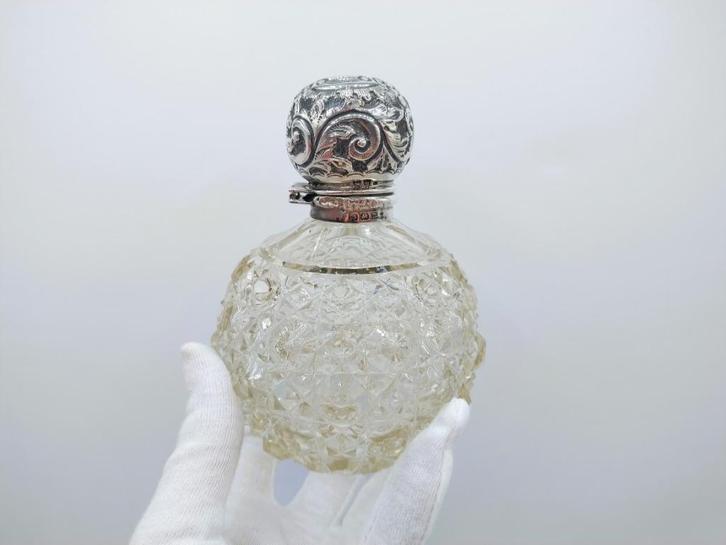 Kristallen parfumfles, Martin, Hall & Co, Birmingham, 1911, Antiek en Kunst, Antiek | Glas en Kristal, Verzenden