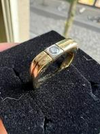 Solide ring van 14 karaat goud en diamant, Goud, Goud, Met edelsteen, 17 tot 18