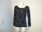 Tante Betsy zwart truitje shirt witte abstracte print mt S, Tante Betsy, Verzenden, Zwart, Zo goed als nieuw