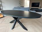 Ovale eettafel zwart massief eiken 210x100cm, Ophalen, 100 tot 150 cm, 200 cm of meer, Zo goed als nieuw
