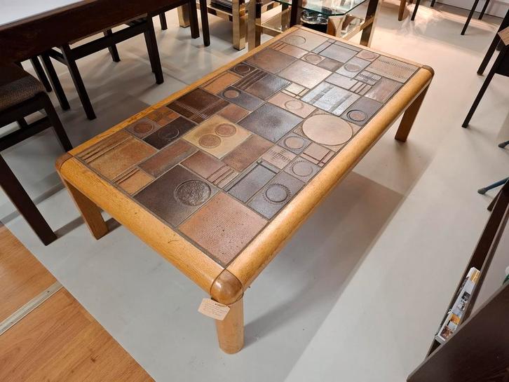 Vintage tegel keramiek salontafel tafel mid century design, Huis en Inrichting, Tafels | Salontafels, Zo goed als nieuw, Minder dan 50 cm