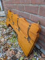 Massief houten kapstok met messing haken, Huis en Inrichting, Woonaccessoires | Kapstokken, Gebruikt, Minder dan 100 cm, Hout