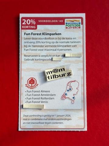 Voordeelbon 149 Fun Forest Klimparken 20% Korting beschikbaar voor biedingen