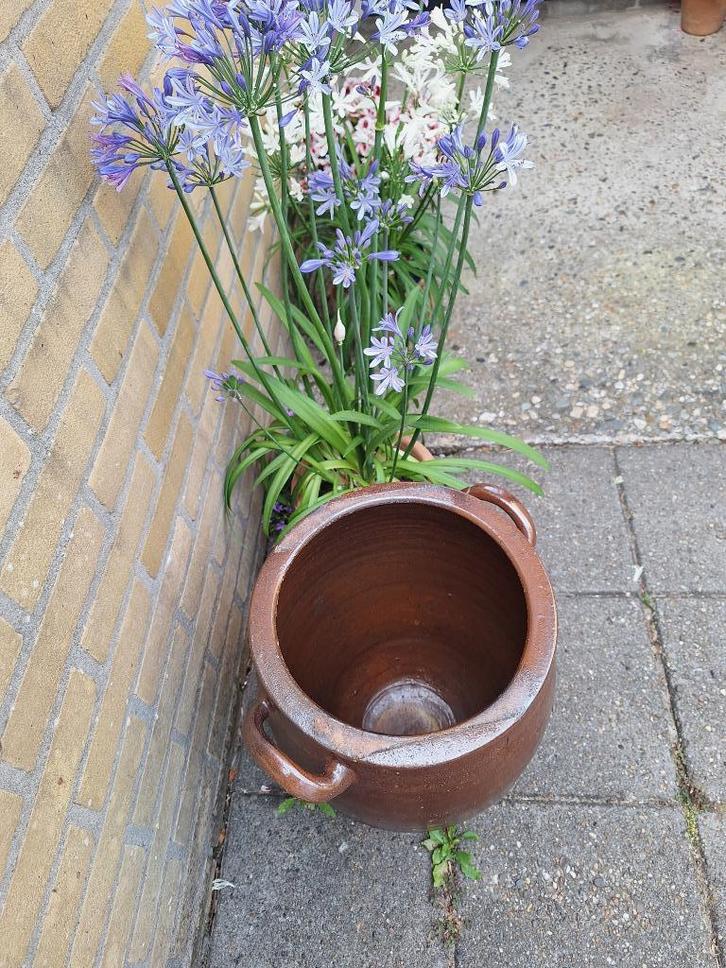 Nostalgisch zuurkoolvat, Tuin en Terras, Bloempotten, Gebruikt, Aardewerk, 40 tot 70 cm, 25 tot 40 cm, Rond, Ophalen