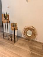 Mooie Potten standaard hout/riet met zwart met spiegel, Ophalen, Zo goed als nieuw
