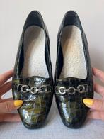 Groene vintage pumps, 36. Kroko animal print 00s loafer, Pumps, Verzenden, Vintage, Gedragen