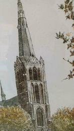 Mooie ingekleurde ets van de St. Joriskerk te Eindhoven., Ophalen