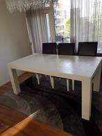 Eettafel wit + 6 stoelen, Huis en Inrichting, 50 tot 100 cm, 150 tot 200 cm, Rechthoekig, Ophalen of Verzenden