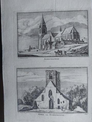 111-112 / Kerk van Scheveningen en Eykenduyne Gravure beschikbaar voor biedingen