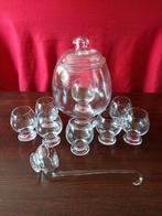 Punch bowl set met 8 glazen en punchlepel, Antiek en Kunst, Antiek | Glas en Kristal, Ophalen