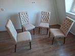 6 eetkamer stoelen creme en bruin, Ophalen, Zo goed als nieuw, Bruin, Vier