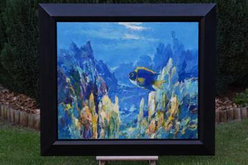 Frans Manders ,tropische onderwaterafbeelding op paneel. beschikbaar voor biedingen