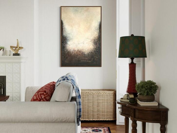 Abstract getextureerd bruin/beige schilderij 120x80 te koop, Antiek en Kunst, Kunst | Schilderijen | Abstract, Ophalen