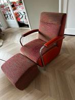 Leolux Scylla fauteuil hoog met Scylla poef, Gebruikt, Leer, 75 tot 100 cm, Ophalen