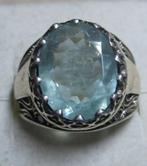 Aquamarijn excellent design zilver 925 zegelring, Sieraden, Tassen en Uiterlijk, Ringen, Ophalen, Blauw, 19 tot 20, Zo goed als nieuw