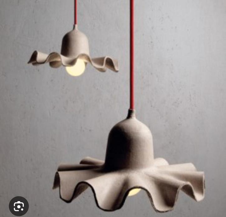 2 design lampen egg of Columbus, Huis en Inrichting, Lampen | Hanglampen, Zo goed als nieuw, Minder dan 50 cm, Ophalen of Verzenden