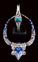 Halsketting van lapis zilver. Armband  turkoois steen zilver, Sieraden, Tassen en Uiterlijk, Antieke sieraden, Ophalen of Verzenden