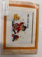 Geborduurde geboortetegel clown Indy 10-05-2009, Ophalen of Verzenden