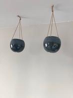 Hangende plantenpotten 2 stuks - blauw rond, Gebruikt, Rond, Binnen, Ophalen of Verzenden