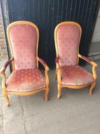 Riante fauteuils in oud roze bekleding. Koopje!, Ophalen, Hout, Gebruikt, 75 tot 100 cm