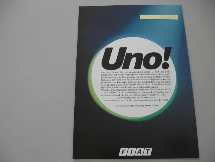 FT 648 FIAT UNO! folder, Boeken, Auto's | Folders en Tijdschriften, Zo goed als nieuw, Overige merken, Ophalen of Verzenden