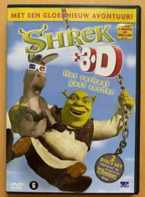 DVD Shrek 3D Het verhaal gaat verder; met 3 3D brillen, Cd's en Dvd's, Dvd's | Tekenfilms en Animatie, Zo goed als nieuw, Tekenfilm