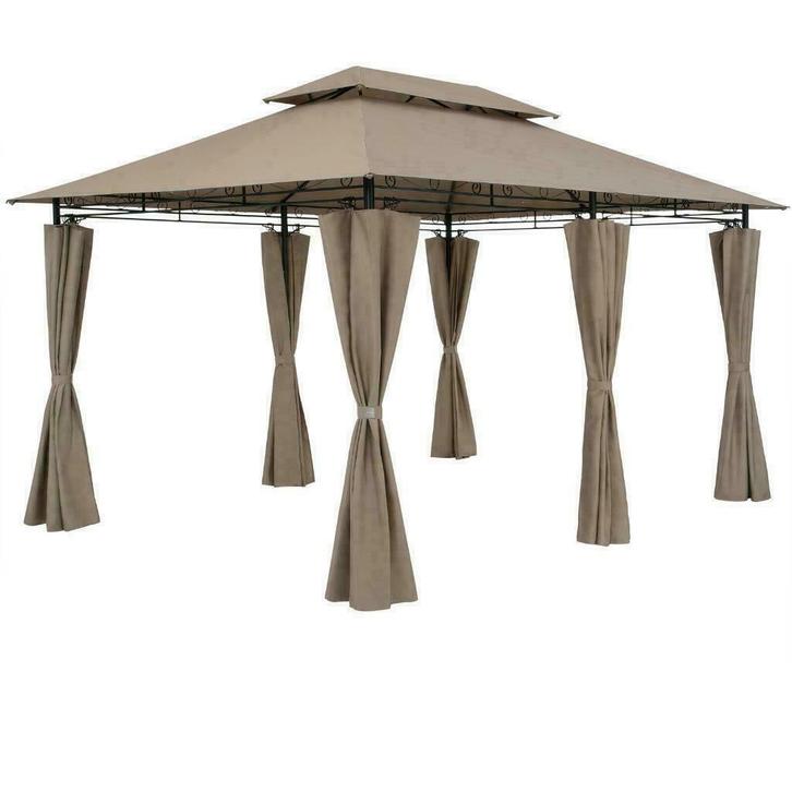 Chique Stalen Kwaliteits Paviljoen Prieel 3x4m. Taupe, Tuin en Terras, Partytenten, Nieuw, Paviljoen, Ophalen of Verzenden