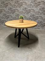 Eiken ronde eetkamertafel nr.954, Rond, Nieuw, Ophalen of Verzenden, Industrieel