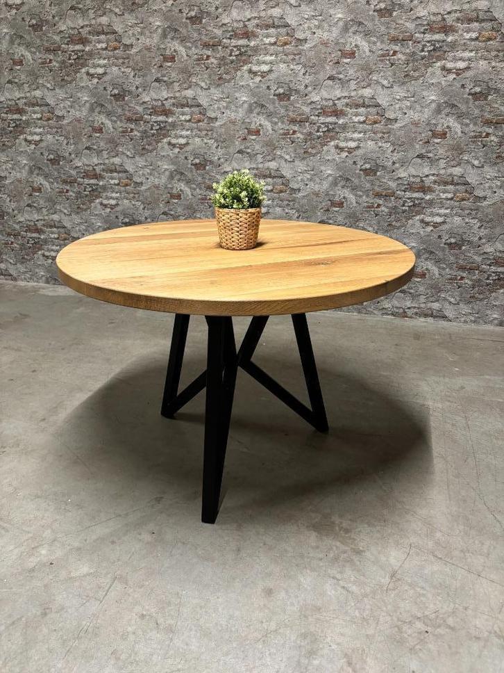 Eiken ronde eetkamertafel nr.954, Huis en Inrichting, Tafels | Eettafels, Nieuw, 100 tot 150 cm, 100 tot 150 cm, Vier personen
