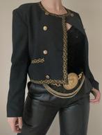 Vintage jasje/colbert met gouden details, S/M. Boho glitter, Kleding | Dames, Verzenden, Zwart, Vintage, Jasje