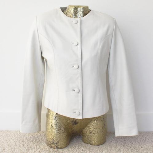 Prachtige Vintage Leren 1st Class Jas (Maat 40) € 60,-, Kleding | Dames, Jassen | Winter, Zo goed als nieuw, Maat 38/40 (M), Wit