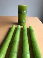 4 DinerKaarsen en 1 Stompkaars met bamboe print, Overige materialen, Ophalen of Verzenden, Zo goed als nieuw, Kaars