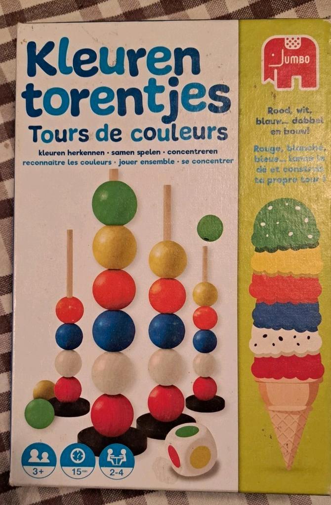 Jumbo- Kleurentorentjes - Kinderspel - Kleuren Leren, Hobby en Vrije tijd, Gezelschapsspellen | Overige, Gebruikt, Een of twee spelers