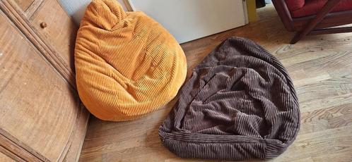 2 heerlijk zachte ribfluwelen zitzakken uit jaren 70 of 80, Huis en Inrichting, Fauteuils, Gebruikt, Stof, 75 tot 100 cm, Ophalen