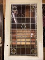 Set antieke grenen tochtdeur met 3 ramen, glas+lood, €795,00, Ophalen, Gebruikt