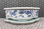 Bonsai schaal + onderzetter gedecoreerd porselein 18,8x13,4, Tuin en Terras, Overige materialen, Nieuw, Ophalen of Verzenden, Overige vormen