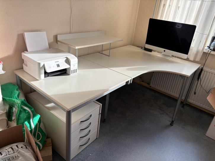 Hoekbureau wit 200x80x60, Huis en Inrichting, Bureaus, Gebruikt, Ophalen of Verzenden