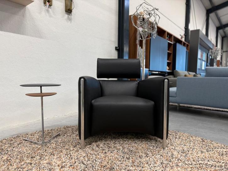 Nieuw Leolux Goncharov Fauteuil zwart leer Design stoel, Huis en Inrichting, Fauteuils, Leer, 50 tot 75 cm, 75 tot 100 cm, Ophalen of Verzenden