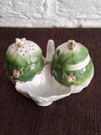 Antiek tafel setje. Condimenten setje. Groen, wit, roze., Ophalen of Verzenden