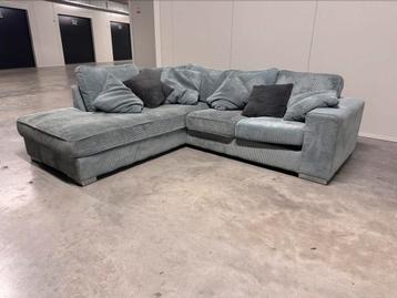 Hoekbank Ribstof Blauw Corduroy GRATIS BEZORGING beschikbaar voor biedingen
