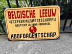 Emaille Reclamebord Belgische Leeuw Verzekeringen, Ophalen of Verzenden