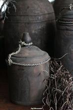 Houten pot met deksel sober, Huis en Inrichting, Woonaccessoires | Overige, Www.jufbrocante.nl, Www.jufbrocante.nl, Nieuw, Ophalen of Verzenden