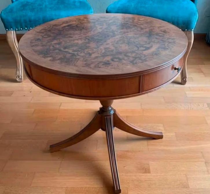 Tafel mahoniehouten wortelnoten bijzettafeltje goede staat., Huis en Inrichting, Tafels | Bijzettafels, Ophalen of Verzenden