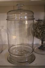 Antieke franse glas glazen snoeppot pot deksel drageoir, Ophalen