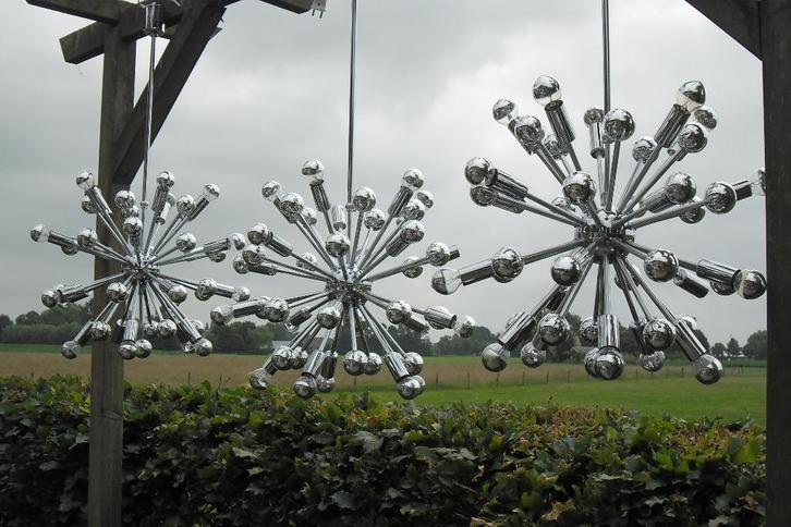 spoetnik hanglampen sputnik lamp retro fifties sixties, Huis en Inrichting, Lampen | Hanglampen, Zo goed als nieuw, 50 tot 75 cm