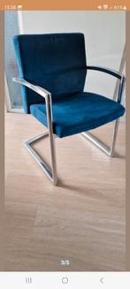 4 super mooie Kembo Thema stoelen met RVS slede poot, Huis en Inrichting, Stoelen, Blauw, Vier, Stof, Ophalen of Verzenden