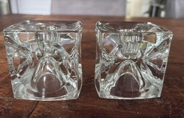 2 vintage jaren 60 Sklo kubus kandelaars Rudolf Jurnikl beschikbaar voor biedingen