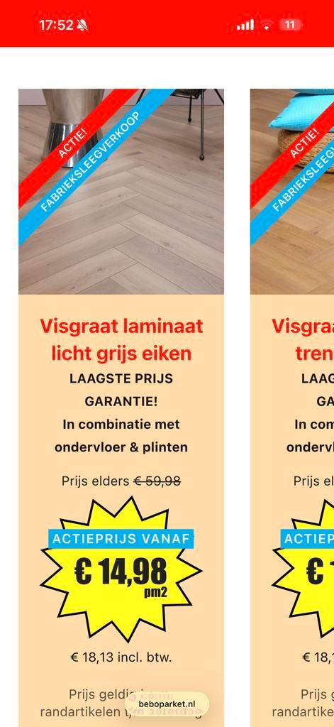 Visgraat laminaat te koop in amsterdam nieuw plus ondervloer, Tickets en Kaartjes, Evenementen en Festivals, Eén persoon